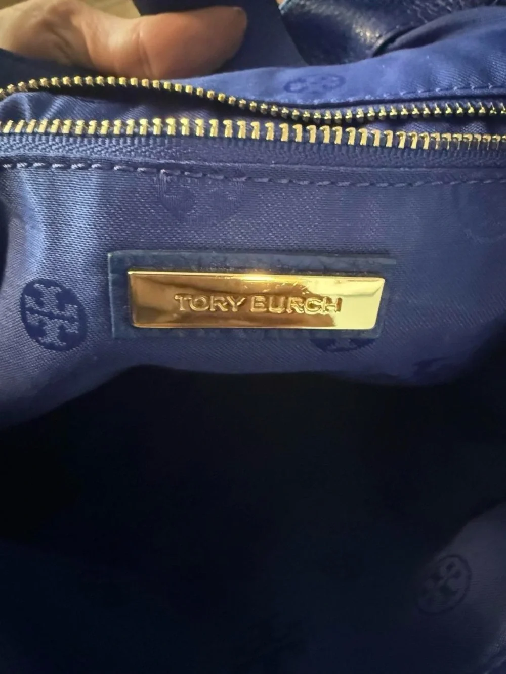 Tory Burch Cobalt Blue Leather Shoulder Tote